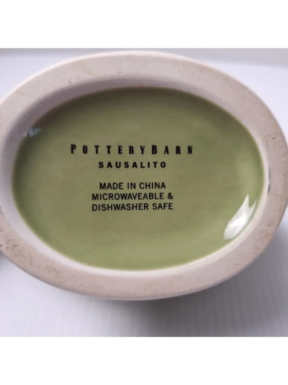 POTTERY BARN GRAVY/SAUCE BOWL SAGE GREEN SAUSALITO DINNERWARE PATTERN 9